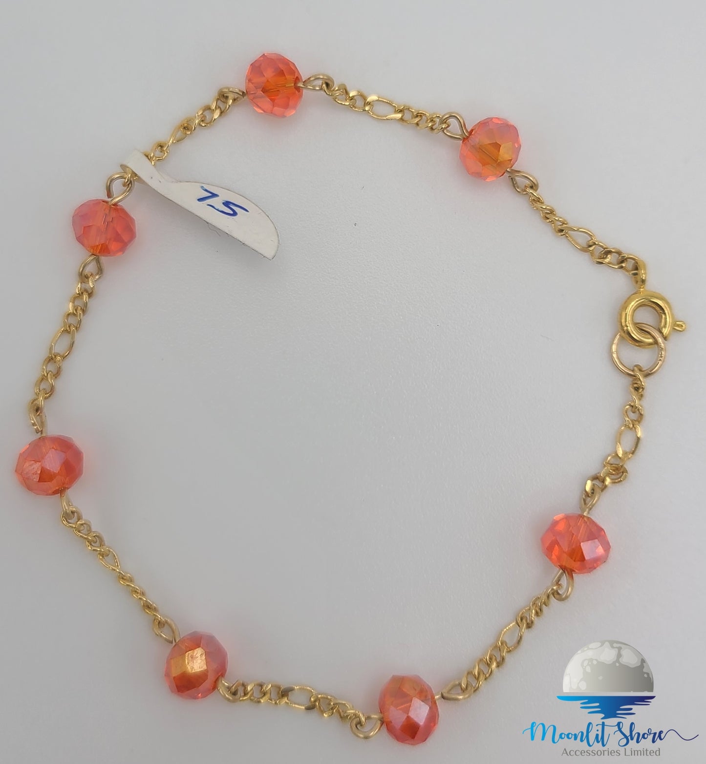 BRAZILIAN GOLD FILLED HAND BAND WITH ORANGE BEADS