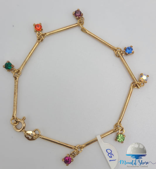 BRAZILIAN GOLD FILLED HAND BAND WITH MULTICOLORED STONES