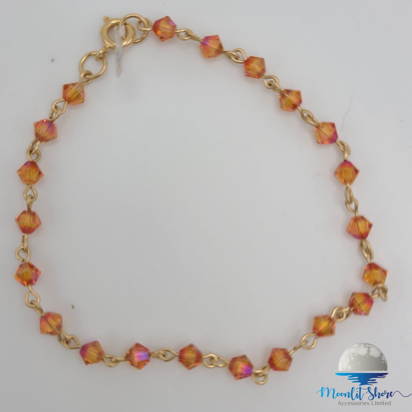 BRAZILIAN GOLD FILLED HAND BAND WITH ORANGE BEADS