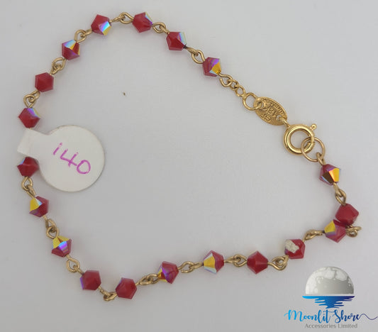 BRAZILIAN GOLD FILLED HAND BAND WITH RED BEADS