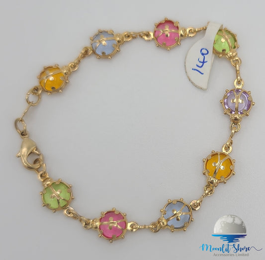 BRAZILIAN GOLD FILLED HAND BAND WITH MULTICOLOR GEMS