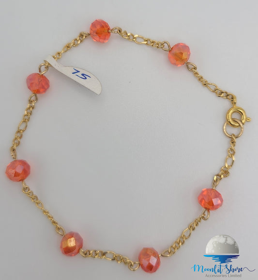 BRAZILIAN GOLD FILLED HAND BAND WITH ORANGE BEADS