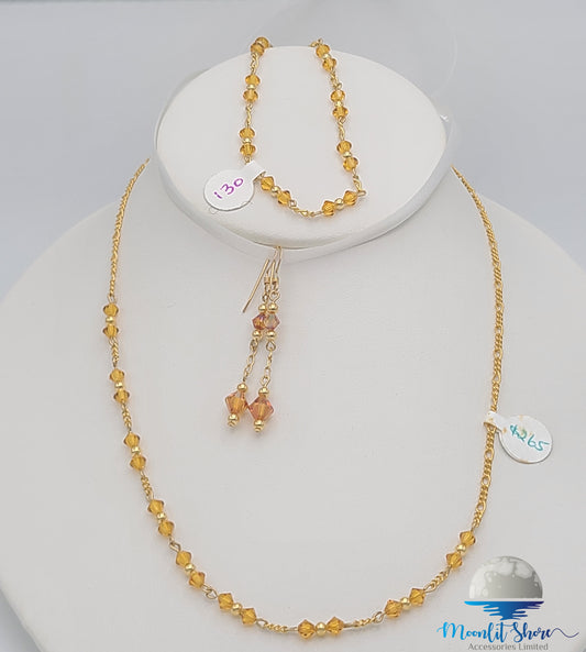 BRAZILIAN GOLD FILLED EARRINGS, CHAIN AND HANDBAND